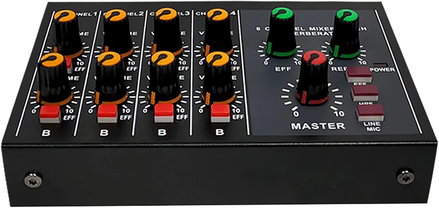 میکسر صدا حرفه ای، میکسر صدای 8 کاناله، کنسول میکس دیجیتال رابط صوتی چند منظوره با افکت های داخلی برای ضبط گیتار و پخش زنده