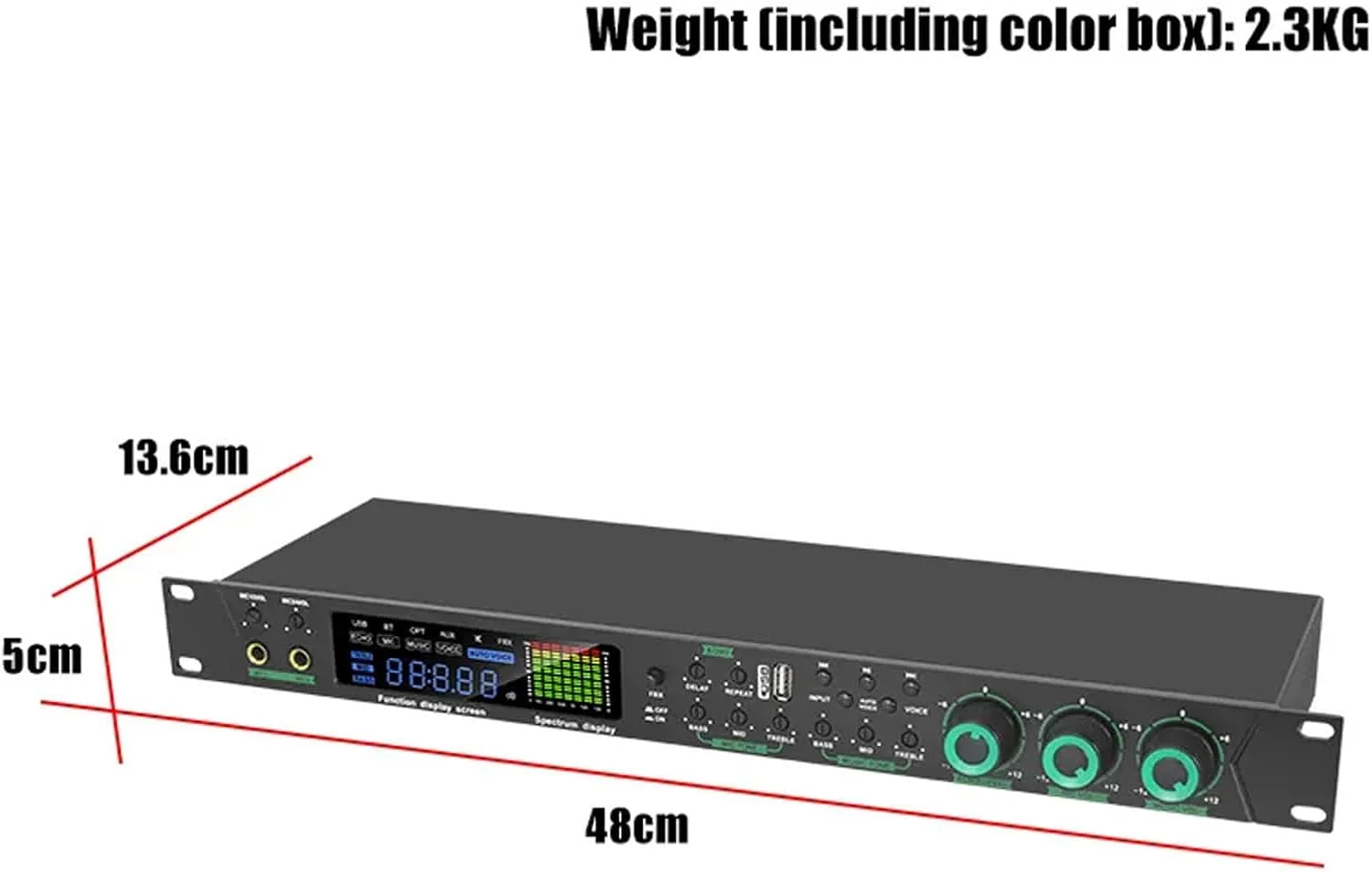 پردازشگر صوتی حرفه ای پیش تقویت کننده با 5 ورودی میکروفون، پردازنده صوتی ضد فیدبک، با افکت DSP اکو USB MP3 بلوتوث، تنظیم مستقل صدا، برای کارائوکه، استیج، کلیسا، اجرا پردازشگر صوتی حرفه ای پیش تقویت کننده با 5 ورودی میکروفون، پردازنده صوتی ضد فیدبک، با افکت DSP اکو USB MP3 بلوتوث، تنظیم مستقل صدا، برای کارائوکه، استیج، کلیسا، اجرا