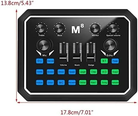 کارت صدای میکسر حرفه ای YXHYQ با افکت های چندگانه موسیقی و تنظیمات زیر و بم صدا، دارای پردازنده DSP