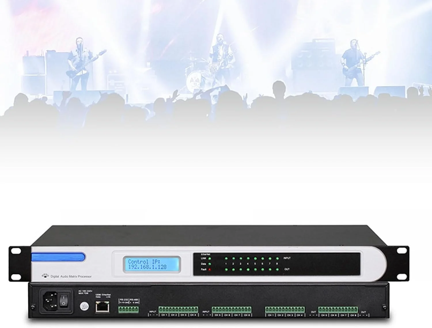 پردازشگر صوتی ماتریس دیجیتال حرفه ای، 8 ورودی و 8 خروجی، تجهیزات استیج، 32 مجموعه از پیش تنظیمات صحنه، ژنراتور سیگنال داخلی، برای استیج، کنفرانس، اجرا، استودیو ضبط