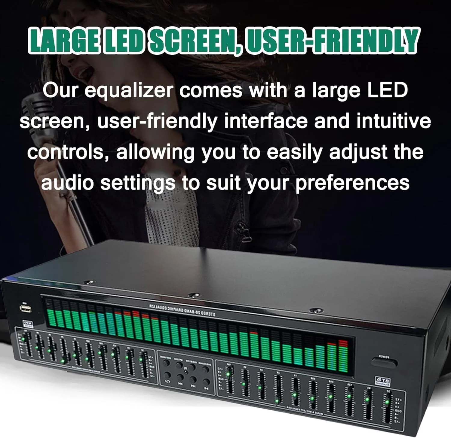 اکولایزر حرفه ای، اکولایزر دیجیتال 31 باندی، اکولایزر گرافیکی استریو صوتی دیجیتال، 12 الگوی ریتم، تنظیم مستقل دوگانه 10 قسمتی، با کاهش نویز، برای استودیوی ضبط اکولایزر حرفه ای، اکولایزر دیجیتال 31 باندی، اکولایزر گرافیکی استریو صوتی دیجیتال، 12 الگوی ریتم، تنظیم مستقل دوگانه 10 قسمتی، با کاهش نویز، برای استودیوی ضبط