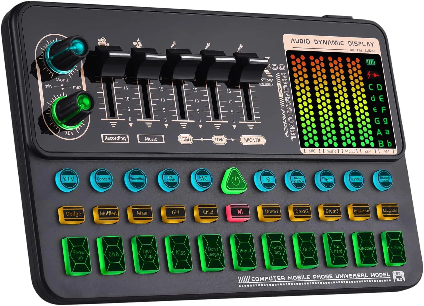 کارت صدای زنده قابل حمل SK500، تغییر دهنده صدا، میکسر صوتی با جلوه های صوتی متعدد داخلی، باتری قابل شارژ، اتصال BT برای تلفن هوشمند، کامپیوتر، پخش زنده، آواز خواندن آنلاین، چت و بازی کارت صدای زنده قابل حمل SK500، تغییر دهنده صدا، میکسر صوتی با جلوه های صوتی متعدد داخلی، باتری قابل شارژ، اتصال BT برای تلفن هوشمند، کامپیوتر، پخش زنده، آواز خواندن آنلاین، چت و بازی