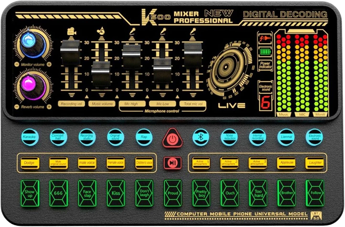 کارت صدای زنده قابل حمل 500، دستگاه تغییر صدا، میکسر صوتی با جلوه های صوتی متعدد داخلی، باتری قابل شارژ، اتصال BT برای تلفن هوشمند، کامپیوتر، پخش زنده، آواز خواندن آنلاین، چت و بازی کارت صدای زنده قابل حمل 500، دستگاه تغییر صدا، میکسر صوتی با جلوه های صوتی متعدد داخلی، باتری قابل شارژ، اتصال BT برای تلفن هوشمند، کامپیوتر، پخش زنده، آواز خواندن آنلاین، چت و بازی