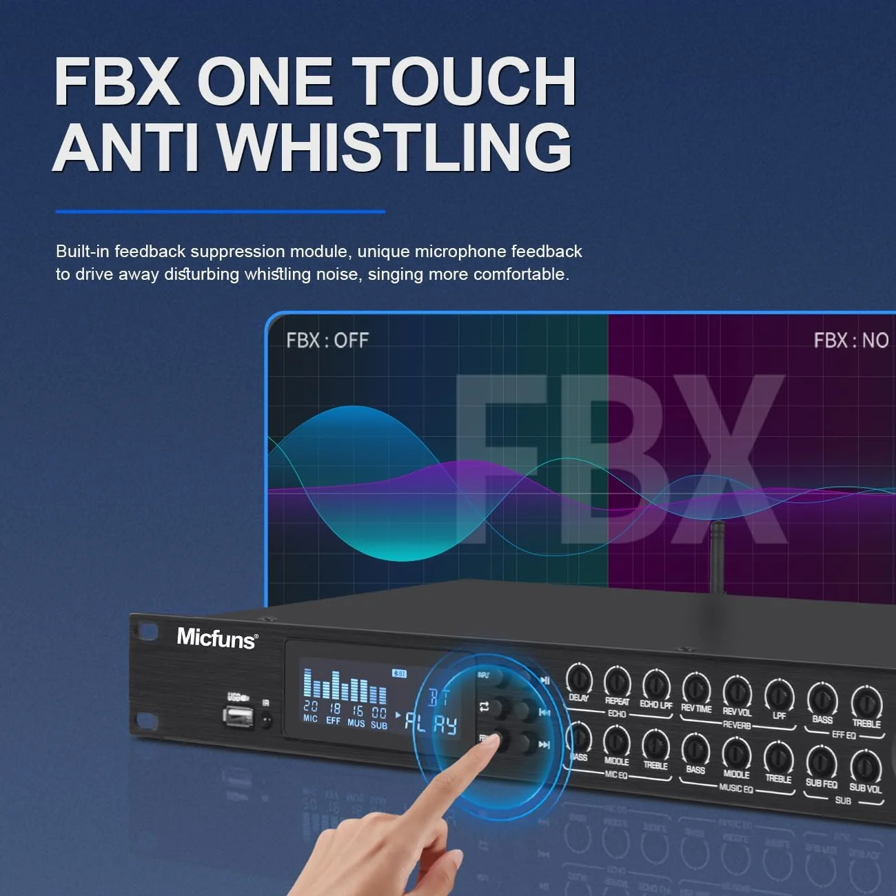 پردازشگر صوتی دیجیتال پیش تقویت کننده KT900 با قابلیت حذف فیدبک، اکو، USB، MP3، بلوتوث و ورودی اپتیکال