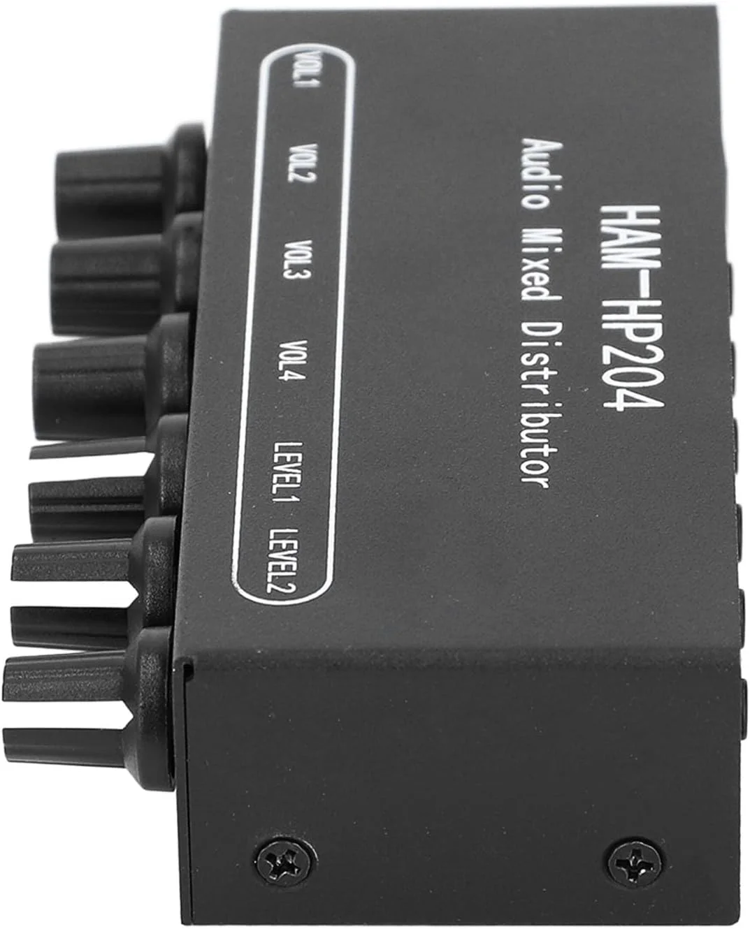 توزیع کننده میکسر استریو حرفه ای 2 ورودی 4 خروجی کنترل حجم صدای مستقل تقویت کننده پرقدرت 5X نویز فوق العاده کم برای ضبط استودیو سینمای خانگی آلومینیوم مشکی