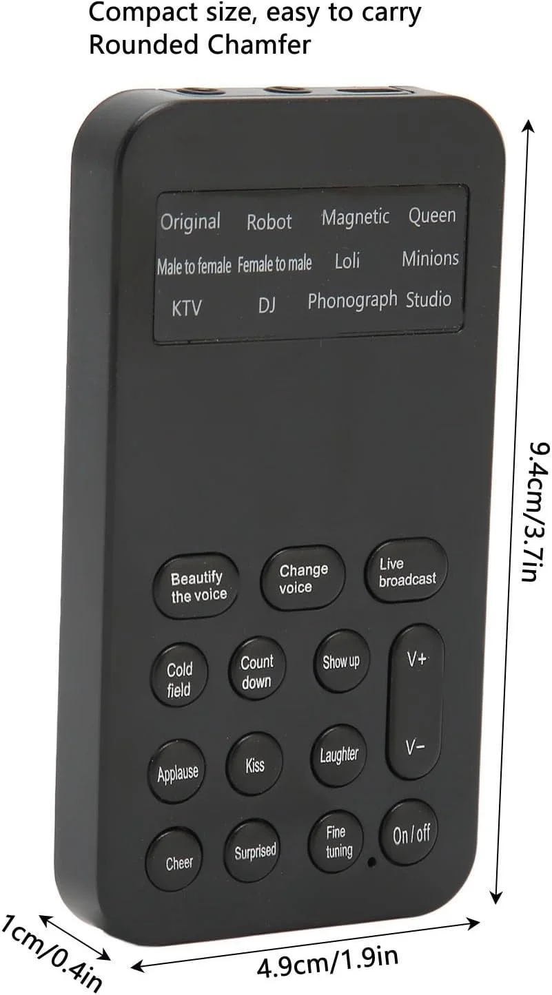 تغییر دهنده صدای کوچک با 8 افکت صوتی برای بازسازی تماس های تلفنی، کاربری آسان، سازگاری عالی - مشکی
