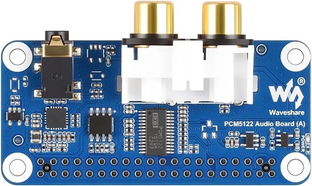 برد صوتی DAC مدل PCM5122 HiFi، رمزگشای استریو I2S با جک هدفون 3.5 میلی‌متری و RCA، سازگار با رزبری پای، خروجی صوتی 384 کیلوهرتز/32 بیتی از طریق هدر GPIO 40 پین