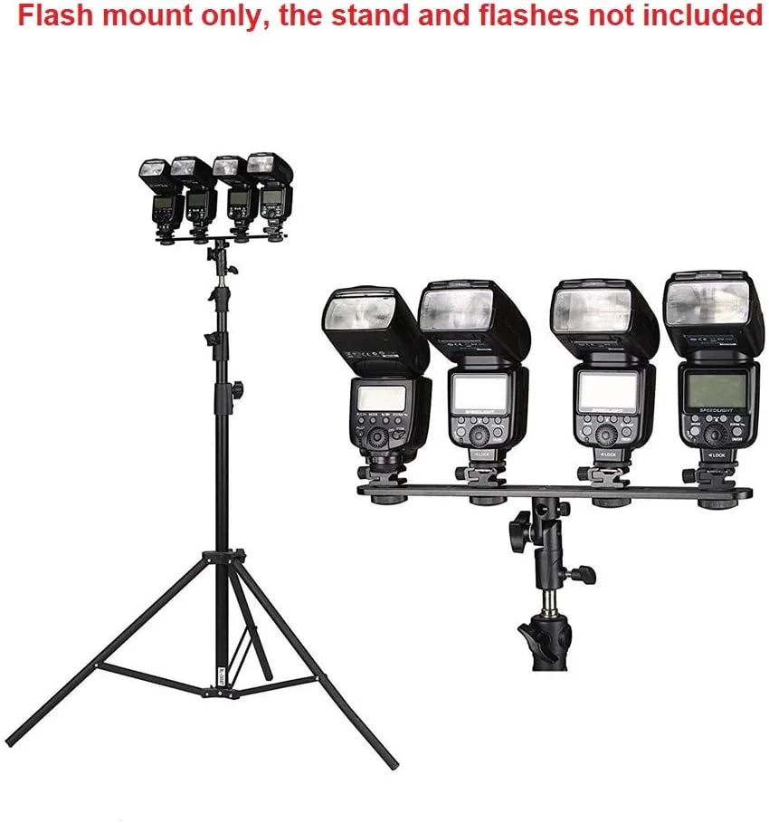 نگهدارنده فلاش کفشک سرد eWINNER با قابلیت چرخش/شیب، تک، دوتایی، سه تایی، به همراه نگهدارنده چتر و پایه نور برای نیکون، کانن، گودوکس و یونگنو اسپیدلایت (E4)