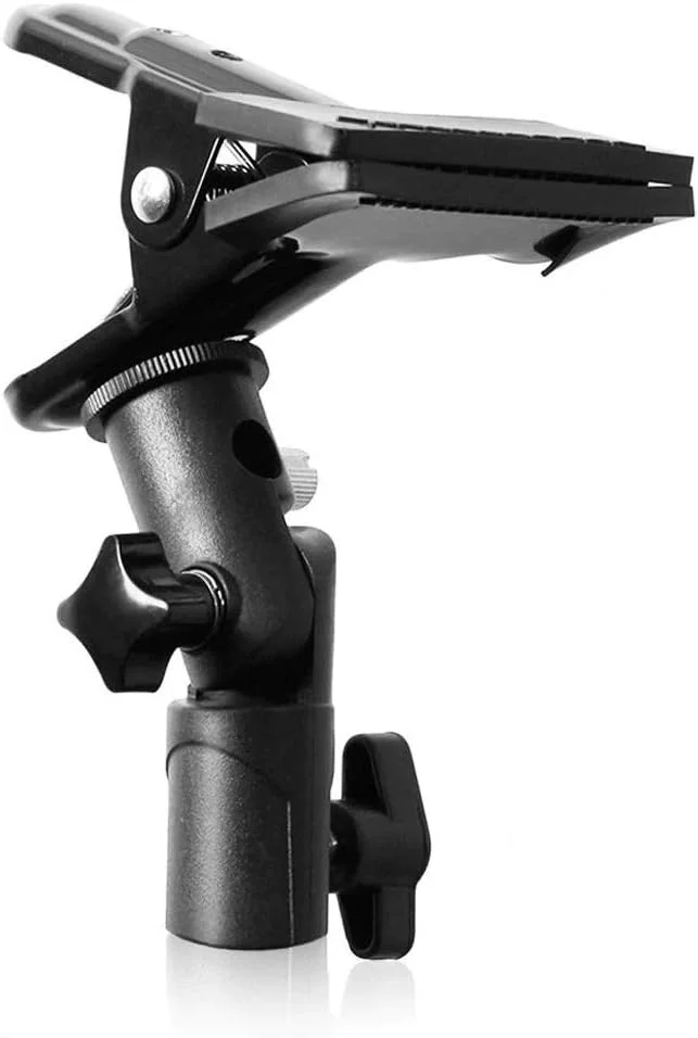 گیره نگهدارنده رفلکتور eWINNER با اتصال به پایه نور و آداپتور چرخان با پیچ 1/4 اینچ به 3/8 اینچ برای رفلکتور و پس زمینه استودیوی عکس