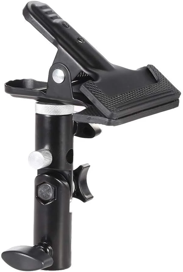 گیره نگهدارنده رفلکتور eWINNER با اتصال به پایه نور و آداپتور چرخان با پیچ 1/4 اینچ به 3/8 اینچ برای رفلکتور و پس زمینه استودیوی عکس