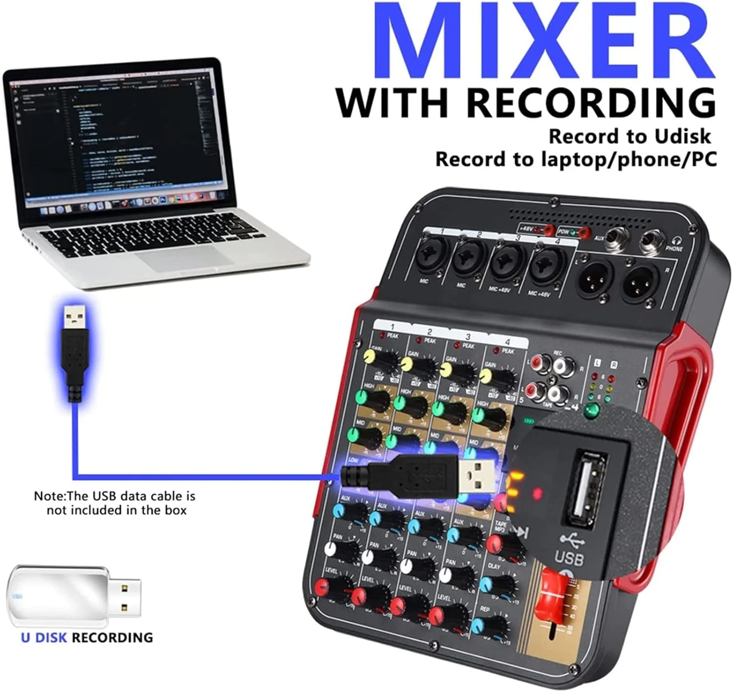 میکسر 6 کاناله، میکسر صدا، USB بلوتوث ریورب، پردازنده صوتی K Song Live با کارت صدا، میکسر صدا قابل حمل و سبک