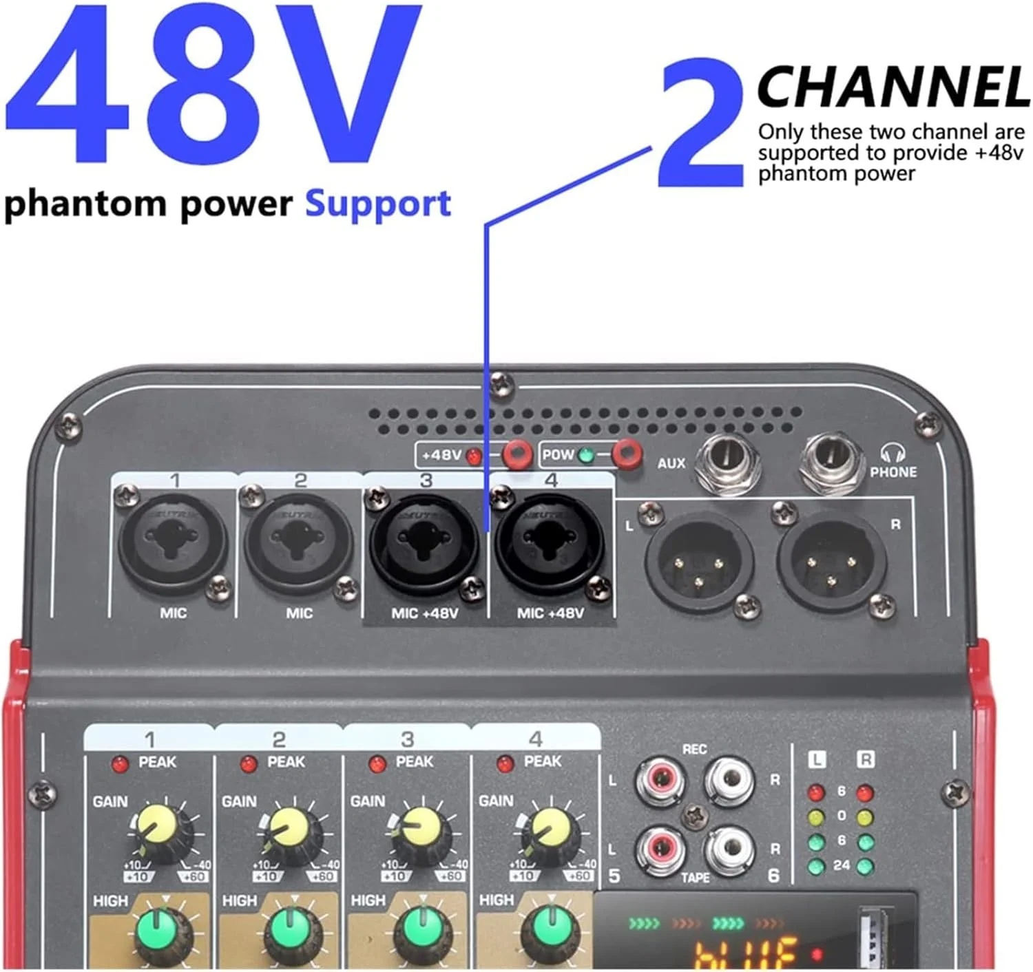 میکسر 6 کاناله، میکسر صدا، USB بلوتوث ریورب، پردازنده صوتی K Song Live با کارت صدا، میکسر صدا قابل حمل و سبک