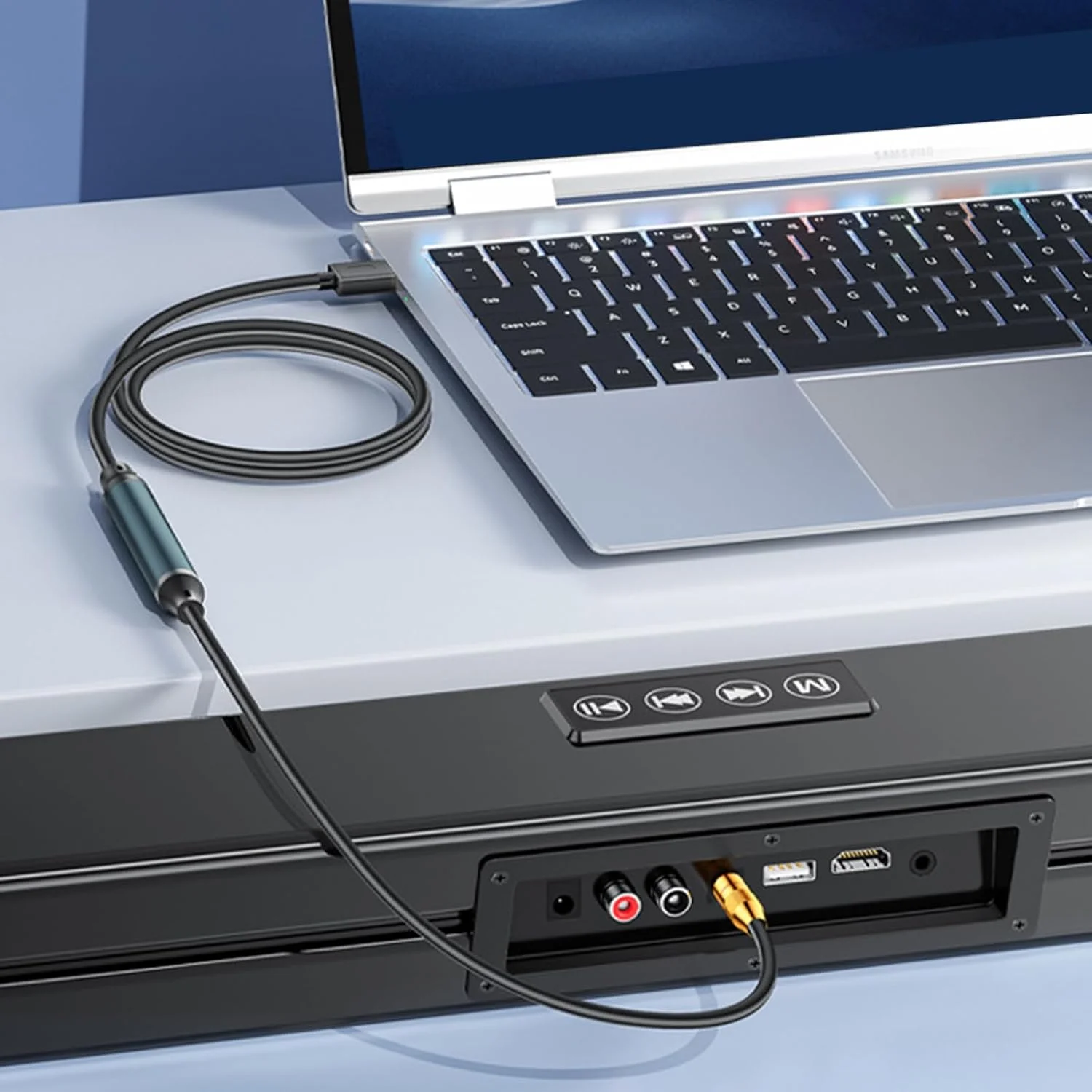 آداپتور صدای USB به اپتیکال، کابل مبدل اتصال پورت SPDIF صدای فیبر نوری USB برای کامپیوتر و لپ تاپ