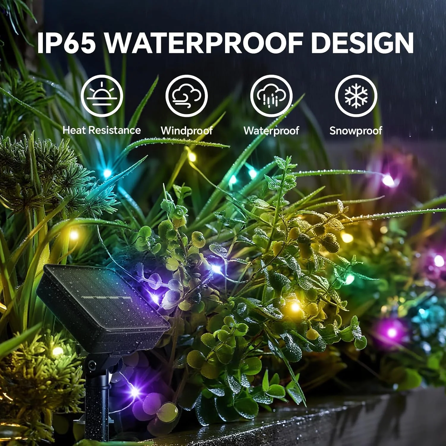 چراغ تزئینی خورشیدی فضای باز 2 عددی (12 متری)، Baytion 100LED چراغ های پری فضای باز با 8 حالت نورپردازی، چراغ های باغ ضد آب برای بالکن، کمپینگ، ساحل، حیاط، دکوراسیون مهمانی (چند رنگ)