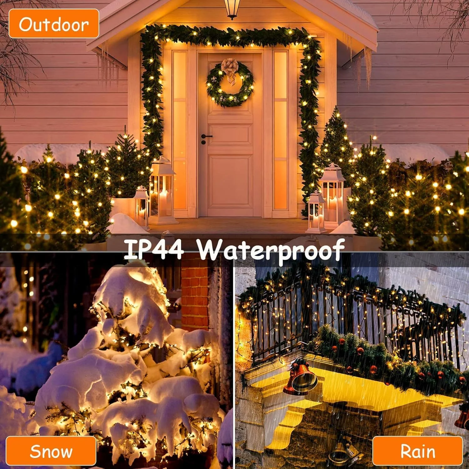 رشته چراغ تزئینی 25 متری 250 ال ای دی سفید گرم، مناسب فضای داخلی/خارجی، ال ای دی، ایده آل برای تزئینات کریسمس و عروسی