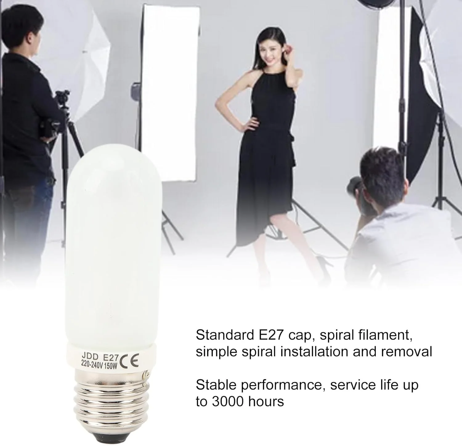 لامپ 150 واتی، لامپ هالوژنی مدلینگ با سرپیچ E27 برای نورپردازی عکاسی پرسرعت SK400WII DP600W، لامپ نورپردازی برای استودیوی عکاسی، 220-240 ولت