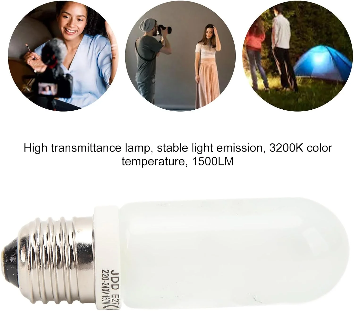 لامپ 150 واتی، لامپ هالوژنی مدلینگ با سرپیچ E27 برای نورپردازی عکاسی پرسرعت SK400WII DP600W، لامپ نورپردازی برای استودیوی عکاسی، 220-240 ولت