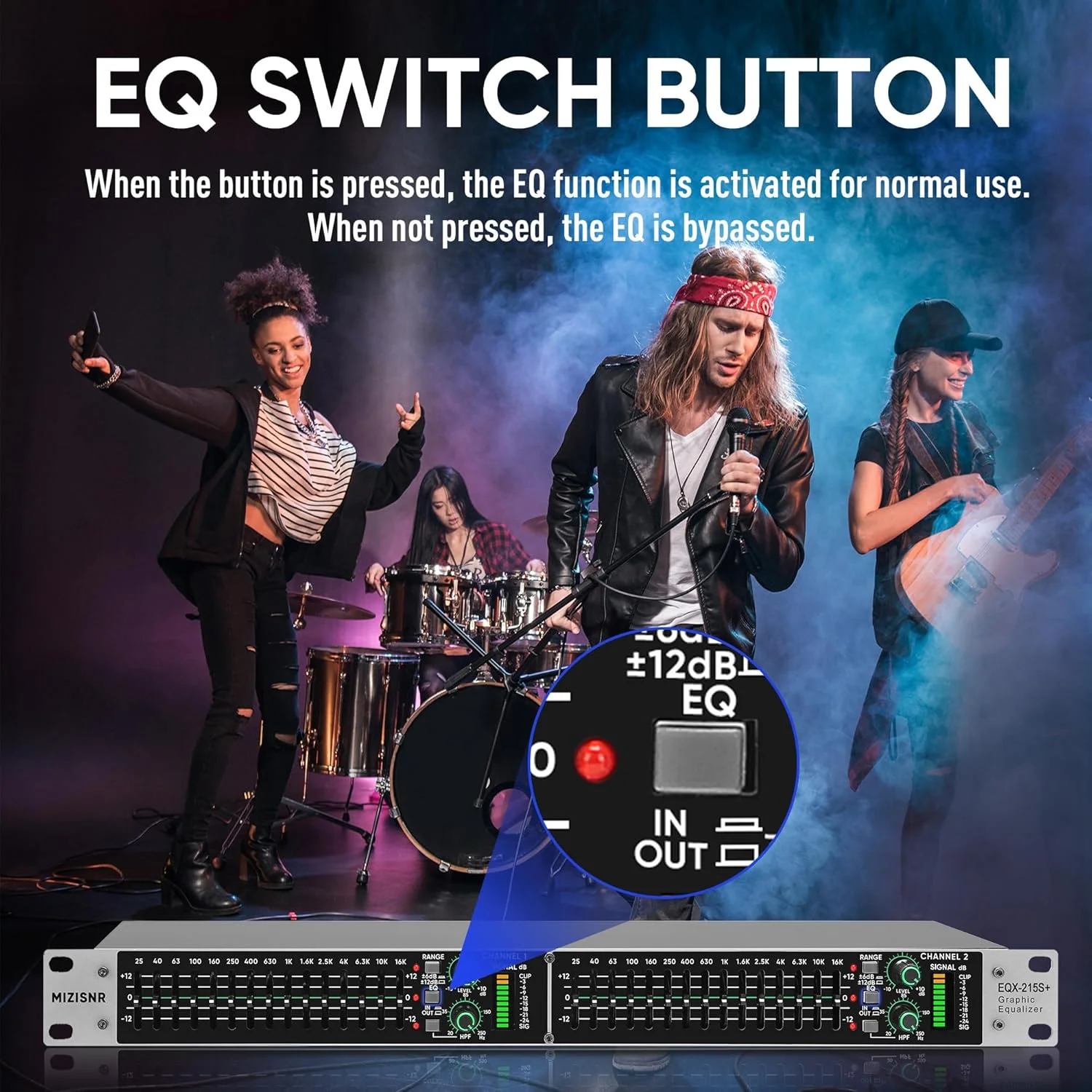اکولایزر گرافیکی استریو برای سیستم صوتی خانگی، اکولایزر حرفه ای DJ دو کاناله 15 باندی، کاهش نویز، قابل نصب در رک 1U (EQX-215S)