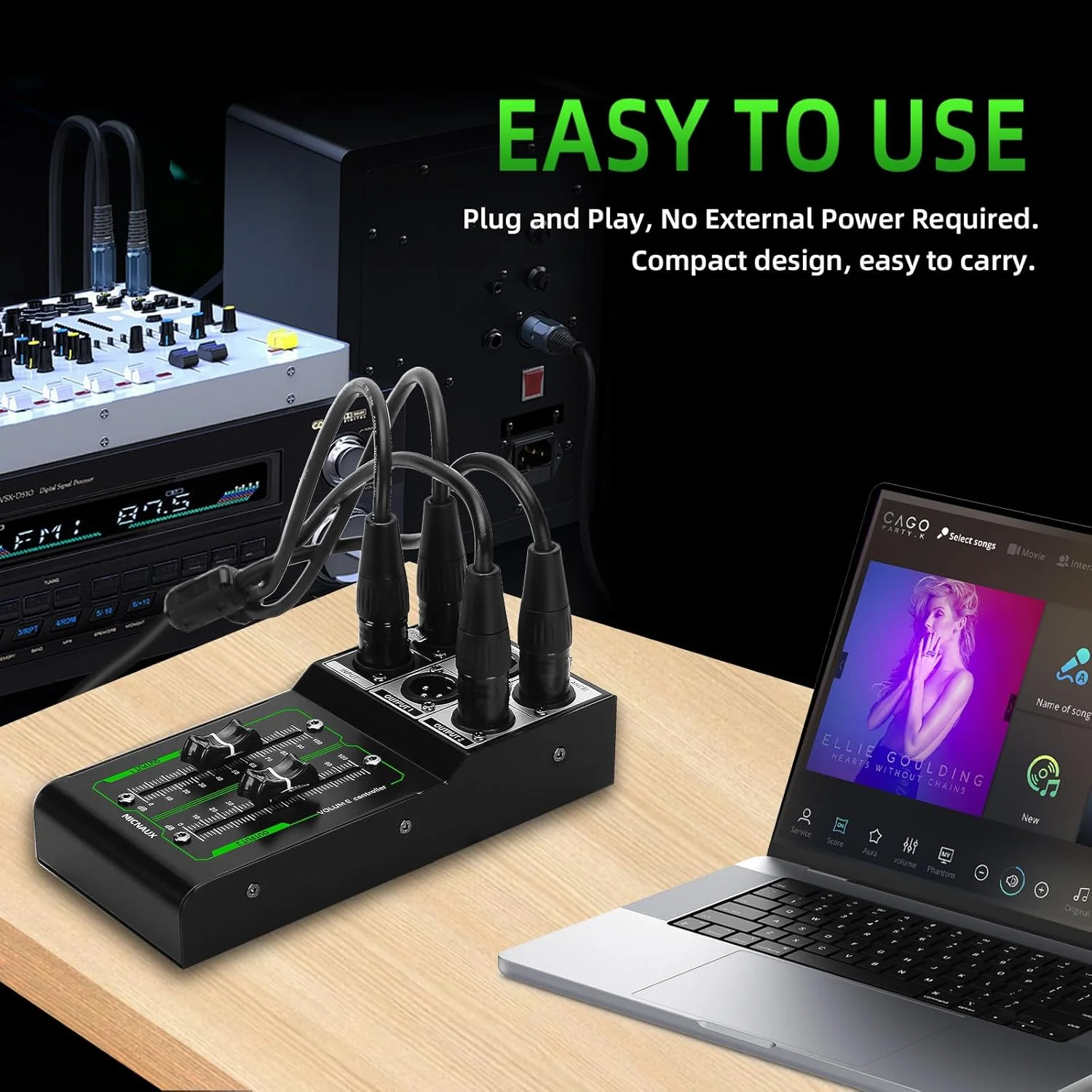 کنترلر حجم صدای مانیتور پسیو، کنترلر استریو استودیویی XLR با 2 ورودی و 2 خروجی، کنترلر تنظیم صدا بدون افت کیفیت، مناسب سیستم صوتی استودیو و منزل