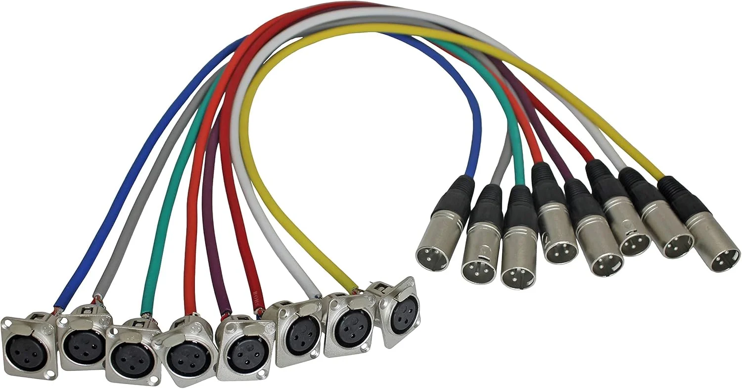 سیم های رابط XLR جایگزین برای جعبه های کف و پنل های رک بسته 8 رنگی سیم های رابط XLR جایگزین برای جعبه های کف و پنل های رک بسته 8 رنگی