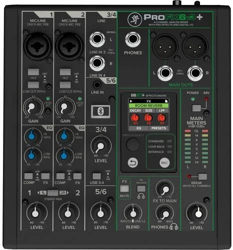 میکسر آنالوگ 6 کانال Mackie ProFX6v3+ با افکت داخلی، ضبط USB و بلوتوث
