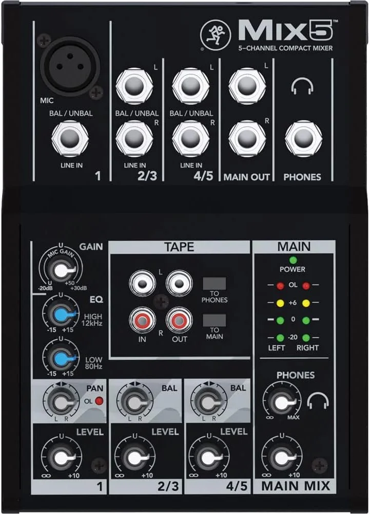 میکسر کامپکت 5 کاناله سری Mackie Mix با کیفیت صدای استودیویی (Mix5)