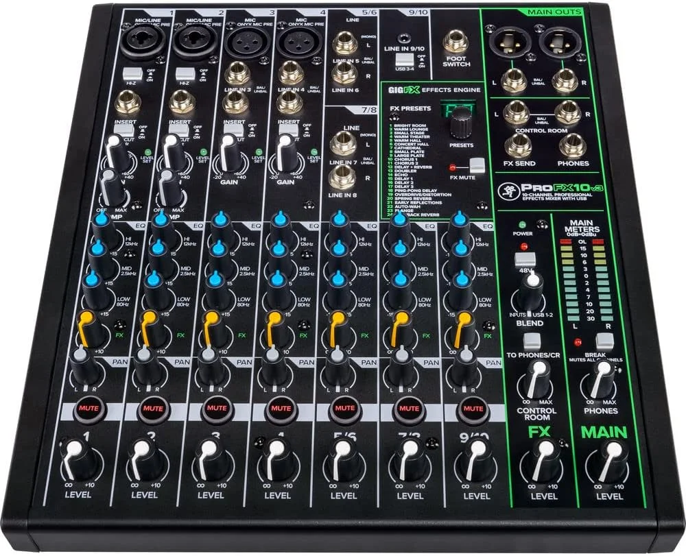 میکسر تقویت صدای 10 کاناله Mackie ProFX10v3 با افکت داخلی، کیف میکسر Gator Cases G-MIXERBAG-1515 و بسته کابل استریو 10 فوتی