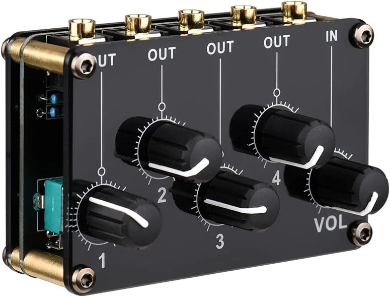 ماژول میکسر پسیو Labymos با 4 ورودی به 1 خروجی / 1 ورودی به 4 خروجی، مینی استریو 4 کانال، فوق العاده فشرده، کم نویز برای کنسول استودیو، استیج، باشگاه کوچک یا بار