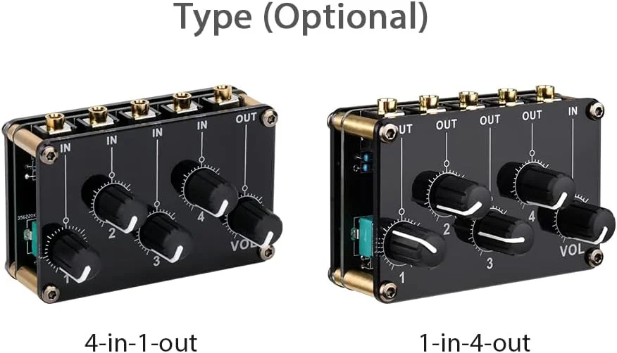 ماژول میکسر پسیو Labymos با 4 ورودی به 1 خروجی / 1 ورودی به 4 خروجی، مینی استریو 4 کانال، فوق العاده فشرده، کم نویز برای کنسول استودیو، استیج، باشگاه کوچک یا بار