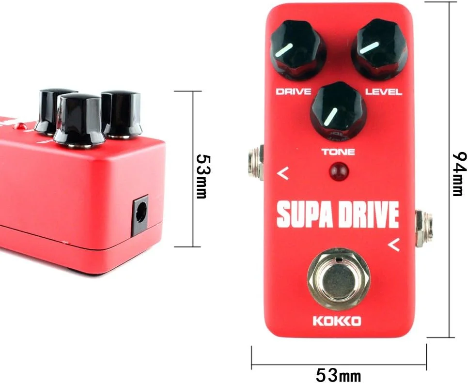 پدال افکت گیتار کوچک Kokko Supa Drive - پردازشگر صدای گرم و تمیز Overdrive، لوازم جانبی قابل حمل برای گیتار و باس - FOD5