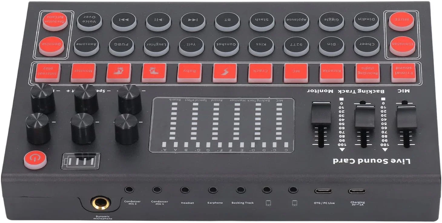 تغییر دهنده صدا با صفحه نمایش LED، کاهش نویز، کارت صدای زنده دو کاناله، برد افکت صوتی برای ضبط