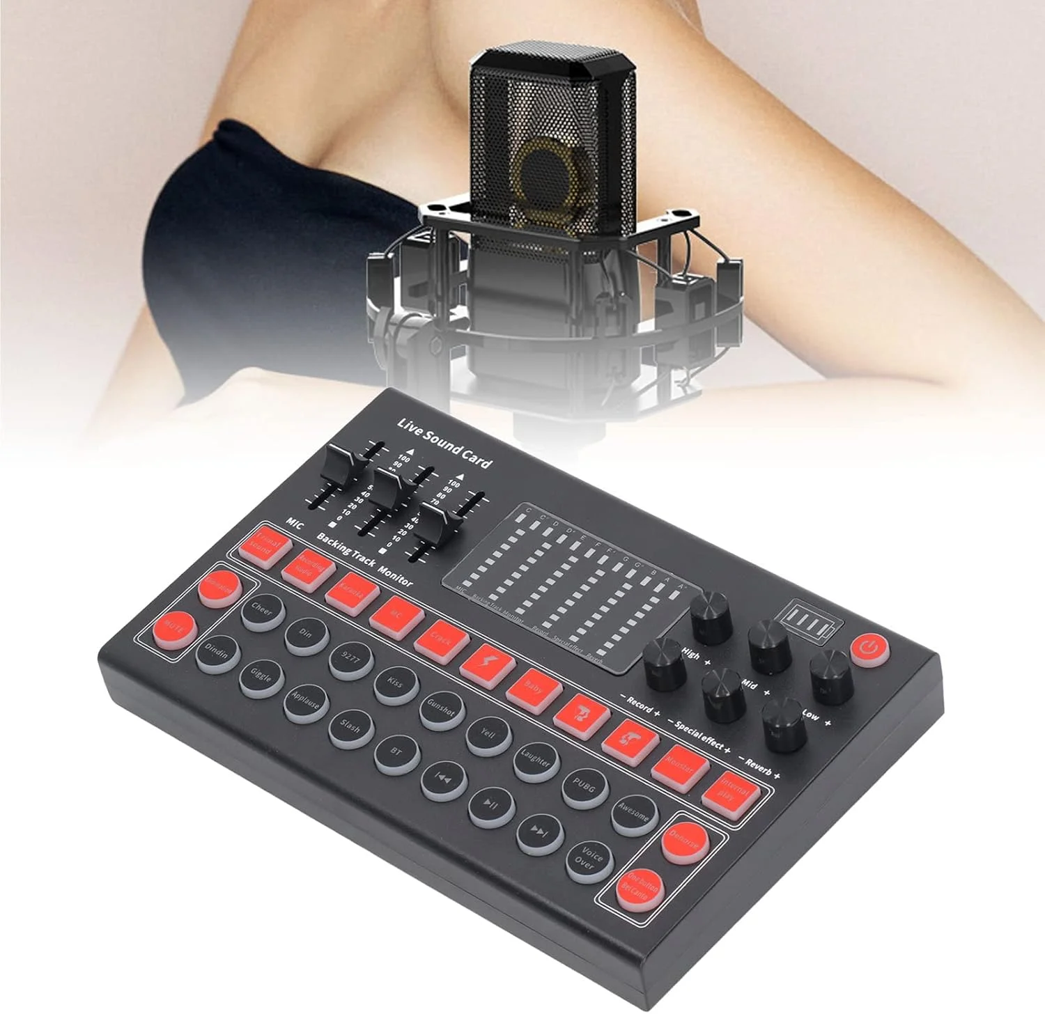 تغییر دهنده صدا با صفحه نمایش LED، کاهش نویز، کارت صدای زنده دو کاناله، برد افکت صوتی برای ضبط