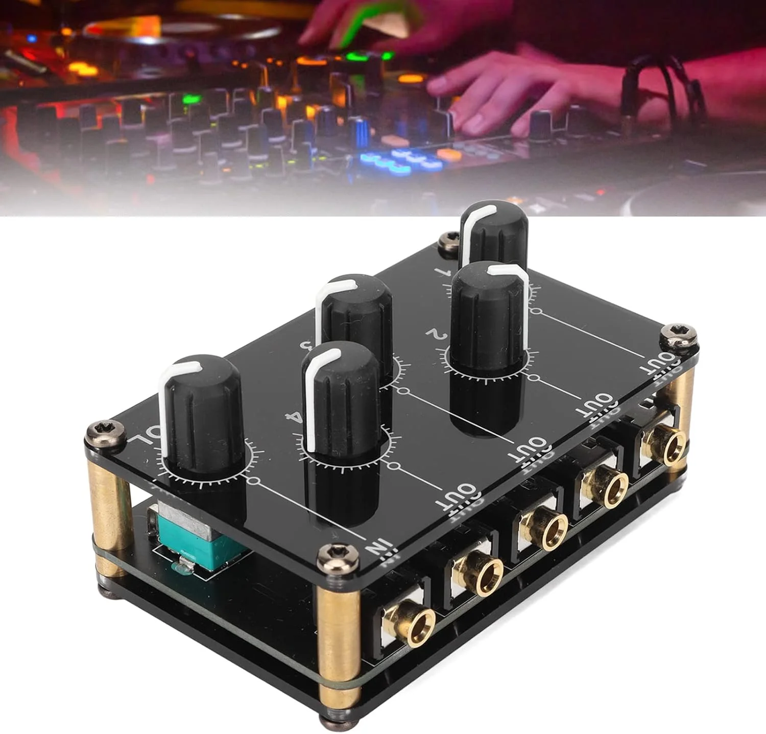 میکسر استریو کوچک 4 کانال، میکسر پسیو 4 کاناله حرفه ای با نویز کم برای میکس ساز، پخش کننده سی دی - کنسول ضبط استودیویی زنده قابل حمل