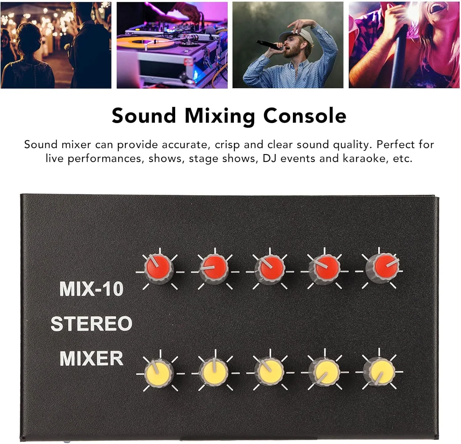 میکسر استریو حرفه ای 2 ورودی 10 خروجی رابط 3.5 میلی متری آلیاژ آلومینیوم کنسول میکس صدای دیجیتال برای ضبط و پخش زنده میکسر استریو حرفه ای 2 ورودی 10 خروجی رابط 3.5 میلی متری آلیاژ آلومینیوم کنسول میکس صدای دیجیتال برای ضبط و پخش زنده
