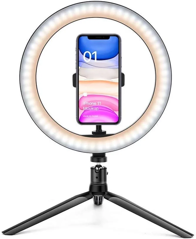 حلقه نور سلفی دیمر دار، حلقه نور ال ای دی 10 اینچی با بلوتوث و سه پایه برای عکاسی/آرایش/فیلمبرداری/پخش زنده، 26 سانتی متر + سه پایه حلقه نور سلفی دیمر دار، حلقه نور ال ای دی 10 اینچی با بلوتوث و سه پایه برای عکاسی/آرایش/فیلمبرداری/پخش زنده، 26 سانتی متر + سه پایه