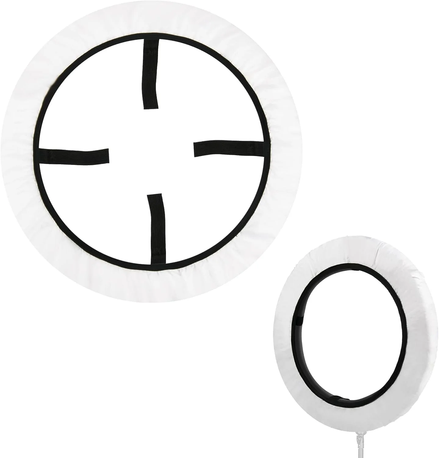 دو عدد روکش نرم پخش کننده نور حلقه ای، پارچه پخش کننده نور سفید برای عکاسی و استودیو فیلمبرداری، مناسب برای نورهای حلقه ای 16 تا 18 اینچ