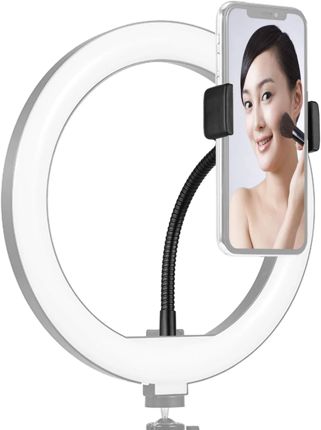 نگهدارنده تلفن همراه با نور حلقوی LED، پایه گیره فلزی با پیچ 1/4 اینچی برای پخش زنده نگهدارنده تلفن همراه با نور حلقوی LED، پایه گیره فلزی با پیچ 1/4 اینچی برای پخش زنده