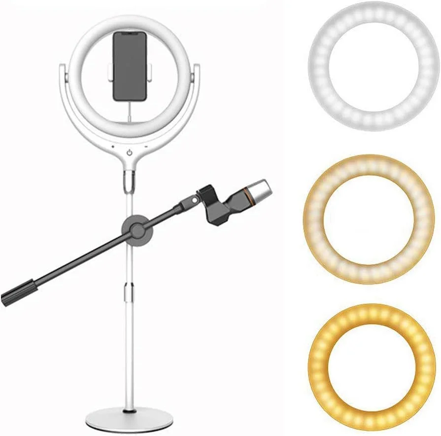 حلقه نور سلفی 12 اینچی با پایه قابل تنظیم، 3 حالت نوردهی، دارای 96 لامپ LED 6000K، حلقه نور LED با نگهدارنده تلفن همراه برای وبلاگ، پخش زنده، تلفن، یوتیوب، عکاسی سلفی حلقه نور سلفی 12 اینچی با پایه قابل تنظیم، 3 حالت نوردهی، دارای 96 لامپ LED 6000K، حلقه نور LED با نگهدارنده تلفن همراه برای وبلاگ، پخش زنده، تلفن، یوتیوب، عکاسی سلفی