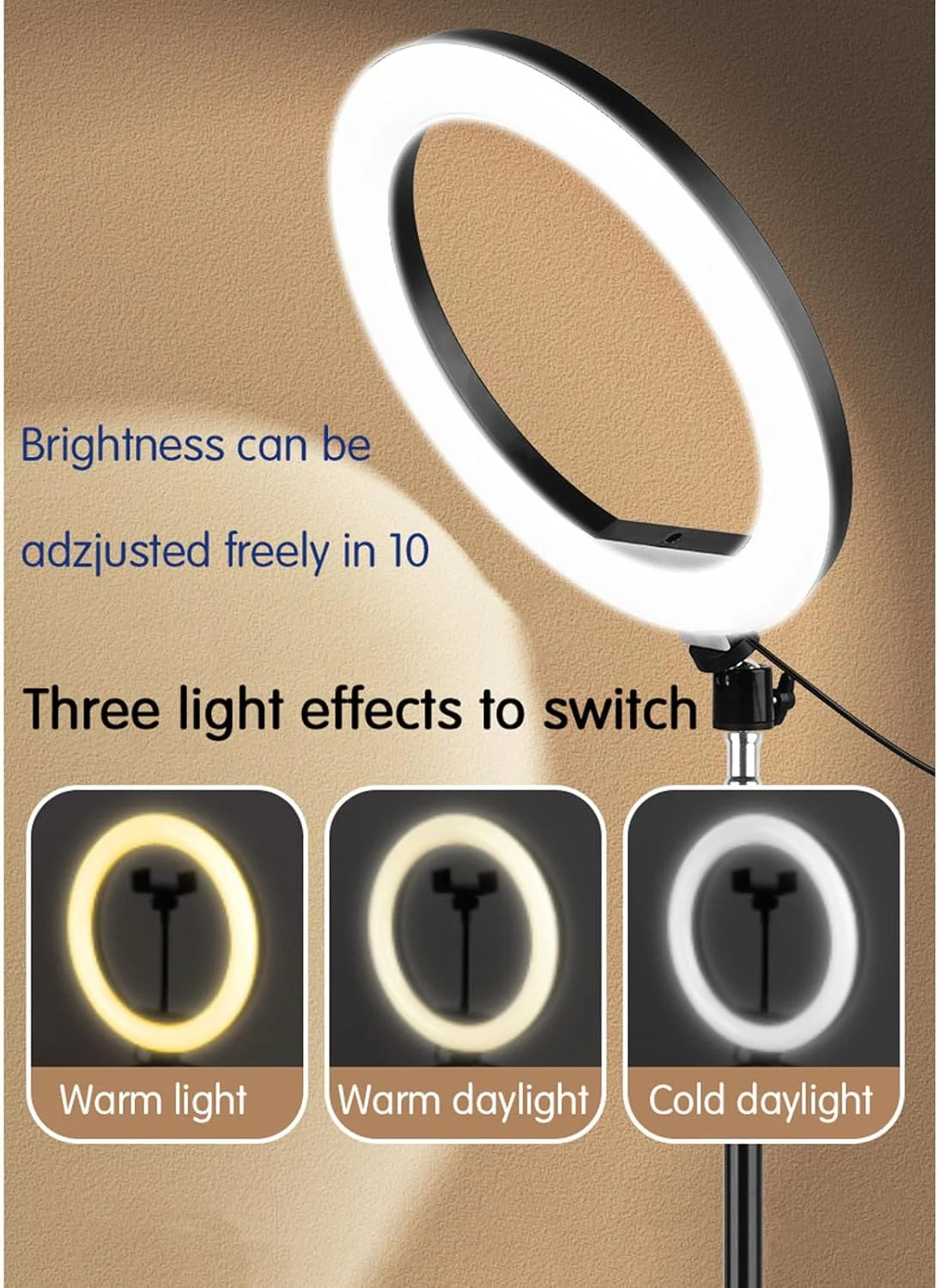 نور حلقه ای دیمر دار، نور حلقه ای USB رومیزی، با پایه سه پایه، قابل شارژ از طریق USB، نورپردازی 360 درجه قابل چرخش، برای ویدئو، عکاسی، پخش زنده نور حلقه ای دیمر دار، نور حلقه ای USB رومیزی، با پایه سه پایه، قابل شارژ از طریق USB، نورپردازی 360 درجه قابل چرخش، برای ویدئو، عکاسی، پخش زنده