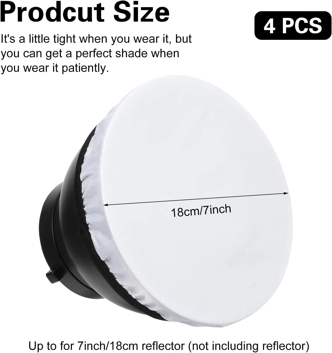 چهار عدد پخش کننده نور، پخش کننده نور حلقه ای 18 سانتی متری، جوراب لامپ پخش کننده پارچه ای استاندارد، بازتابنده های نور برای استودیوی عکاسی (سفید) چهار عدد پخش کننده نور، پخش کننده نور حلقه ای 18 سانتی متری، جوراب لامپ پخش کننده پارچه ای استاندارد، بازتابنده های نور برای استودیوی عکاسی (سفید)