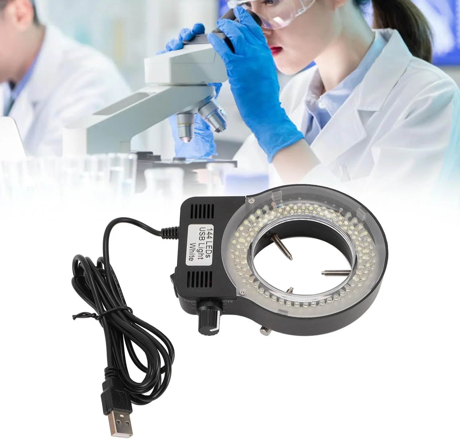 منبع نور حلقه ای LED چراغ میکروسکوپ با روشنایی بالا با USB برای تراشکاری، دوربین ها، دوربین های دوچشمی، میکروسکوپ های استریو 144 LED حلقه ای قابل تنظیم منبع نور حلقه ای LED چراغ میکروسکوپ با روشنایی بالا با USB برای تراشکاری، دوربین ها، دوربین های دوچشمی، میکروسکوپ های استریو 144 LED حلقه ای قابل تنظیم