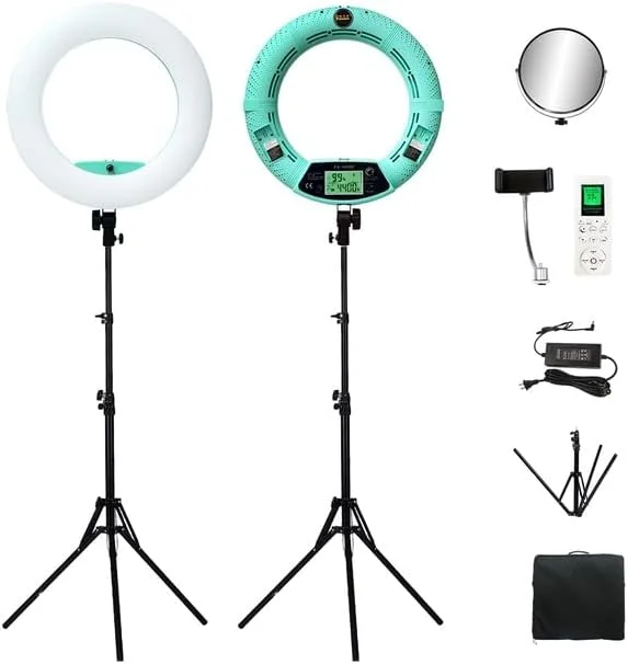 AECAM - Yidoblo FE-480 کیت نور حلقه ای قابل تنظیم برای دوربین عکاسی/استودیو/فیلمبرداری 18 اینچ 96 وات 480 LED + سه پایه 200 سانتی متری + کیف (سبز) AECAM - Yidoblo FE-480 کیت نور حلقه ای قابل تنظیم برای دوربین عکاسی/استودیو/فیلمبرداری 18 اینچ 96 وات 480 LED + سه پایه 200 سانتی متری + کیف (سبز)