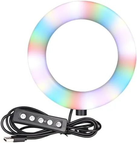 چراغ حلقه ای RGB شش اینچی AECAM، چراغ مخصوص اینفلوئنسرها، پایه رومیزی سه پایه LED کوچک 16 سانتی متری USB برای پخش زنده ویدیو، آرایش و عکاسی (SH-HXD-06RGB) چراغ حلقه ای RGB شش اینچی AECAM، چراغ مخصوص اینفلوئنسرها، پایه رومیزی سه پایه LED کوچک 16 سانتی متری USB برای پخش زنده ویدیو، آرایش و عکاسی (SH-HXD-06RGB)