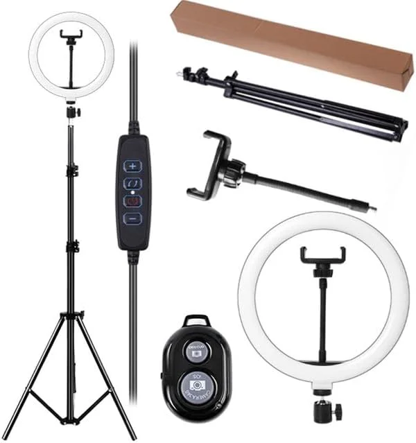 AECAM - نور حلقه ای LED دیمر پذیر جدید 10 اینچی برای سلفی، دوربین ρһопе، لامپ حلقه ای LED 26 سانتی متری با سه پایه برای آرایش، ویدیو، پخش زنده برای Tik Tok (سه پایه 210 سانتی متری 10 اینچی) AECAM - نور حلقه ای LED دیمر پذیر جدید 10 اینچی برای سلفی، دوربین ρһопе، لامپ حلقه ای LED 26 سانتی متری با سه پایه برای آرایش، ویدیو، پخش زنده برای Tik Tok (سه پایه 210 سانتی متری 10 اینچی)