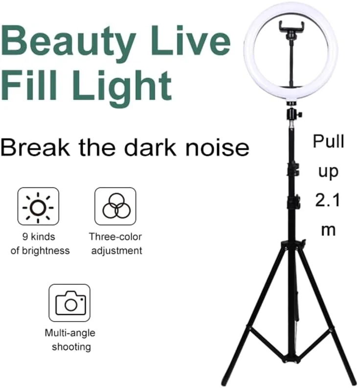 AECAM - نور حلقه ای LED دیمر پذیر جدید 10 اینچی برای سلفی، دوربین ρһопе، لامپ حلقه ای LED 26 سانتی متری با سه پایه برای آرایش، ویدیو، پخش زنده برای Tik Tok (سه پایه 210 سانتی متری 10 اینچی)