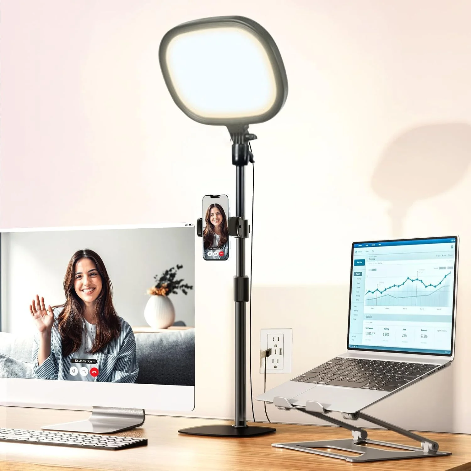 نورپردازی کنفرانس ویدیویی برای جلسات آنلاین، چراغ رومیزی برای دفتر کار خانگی، چراغ رومیزی با 30 حالت نور، چراغ حلقه ای برای میز با پایه انعطاف پذیر و عملکرد حافظه برای نورپردازی جلسات آنلاین و پخش ویدیو نورپردازی کنفرانس ویدیویی برای جلسات آنلاین، چراغ رومیزی برای دفتر کار خانگی، چراغ رومیزی با 30 حالت نور، چراغ حلقه ای برای میز با پایه انعطاف پذیر و عملکرد حافظه برای نورپردازی جلسات آنلاین و پخش ویدیو