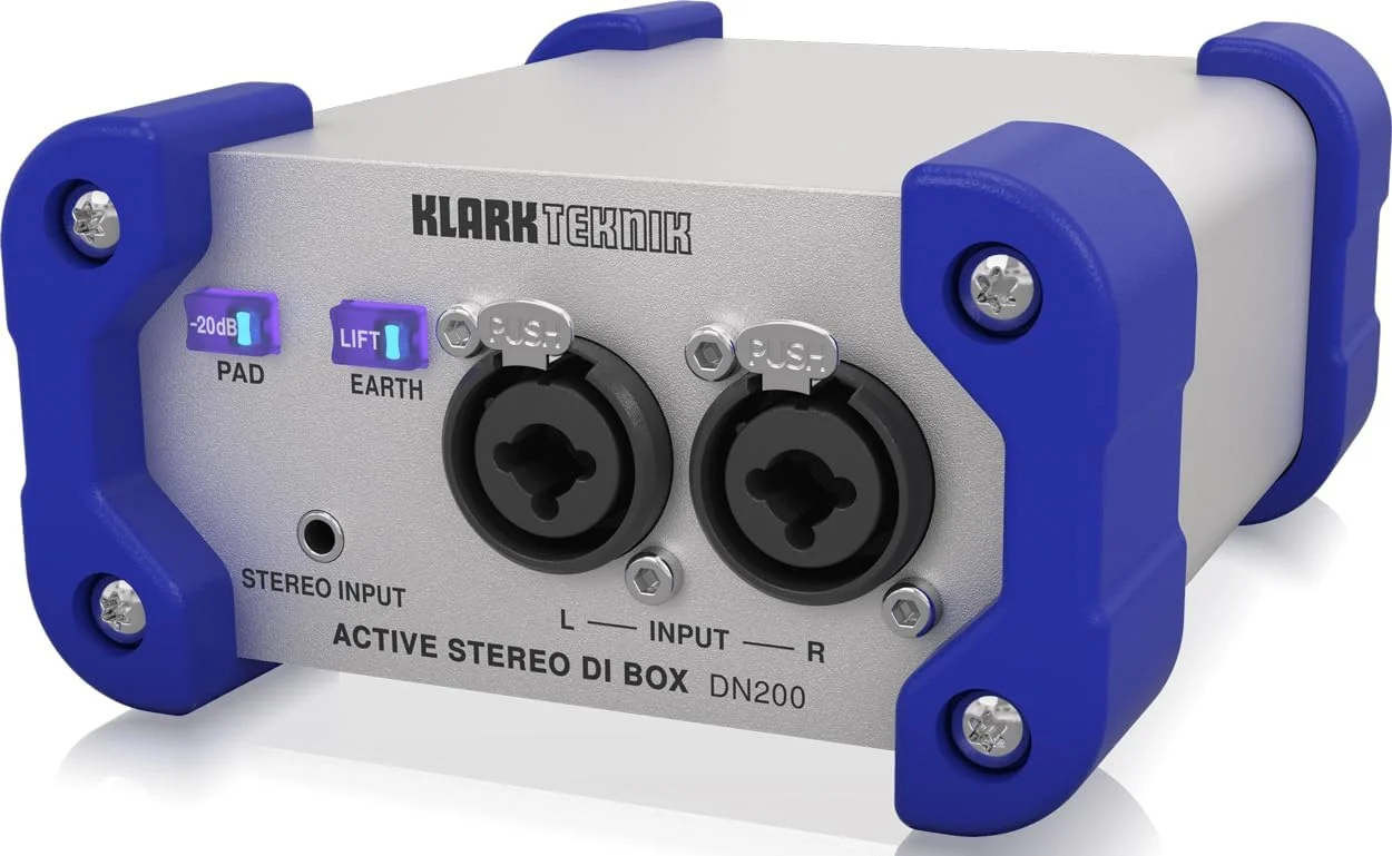 جعبه DI اکتیو 2 کاناله کلارک تکنیک Dn200 با طراحی هد-روم بالا و فانتوم پاور 48+ ولت برای محدوده دینامیکی گسترده