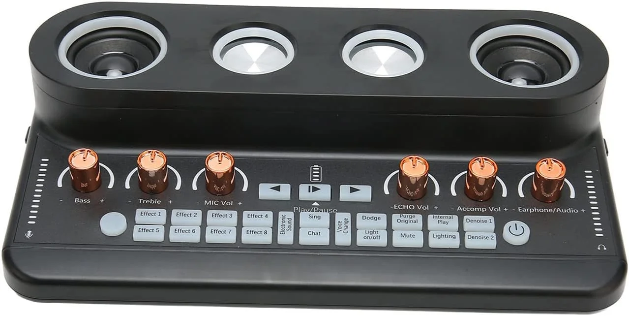 مجموعه بُرد افکت صوتی، کیت تجهیزات پادکست افکت صوتی زنده، پشتیبانی از BT، نورپردازی تنفسی RGB، باتری 4000MAh، همه کاره برای استریمینگ (مشکی) مجموعه بُرد افکت صوتی، کیت تجهیزات پادکست افکت صوتی زنده، پشتیبانی از BT، نورپردازی تنفسی RGB، باتری 4000MAh، همه کاره برای استریمینگ (مشکی)