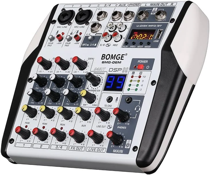 میکسر صدای حرفه ای 6 کانال DJ Joleritc استریو MP3 USB BT ورودی فانتوم 48 ولت پردازنده 99 DSP صفحه نمایش بزرگ با نشانگر سوئیچ میکسر DJ برای دسکتاپ کارائوکه میکسر صدای حرفه ای 6 کانال DJ Joleritc استریو MP3 USB BT ورودی فانتوم 48 ولت پردازنده 99 DSP صفحه نمایش بزرگ با نشانگر سوئیچ میکسر DJ برای دسکتاپ کارائوکه