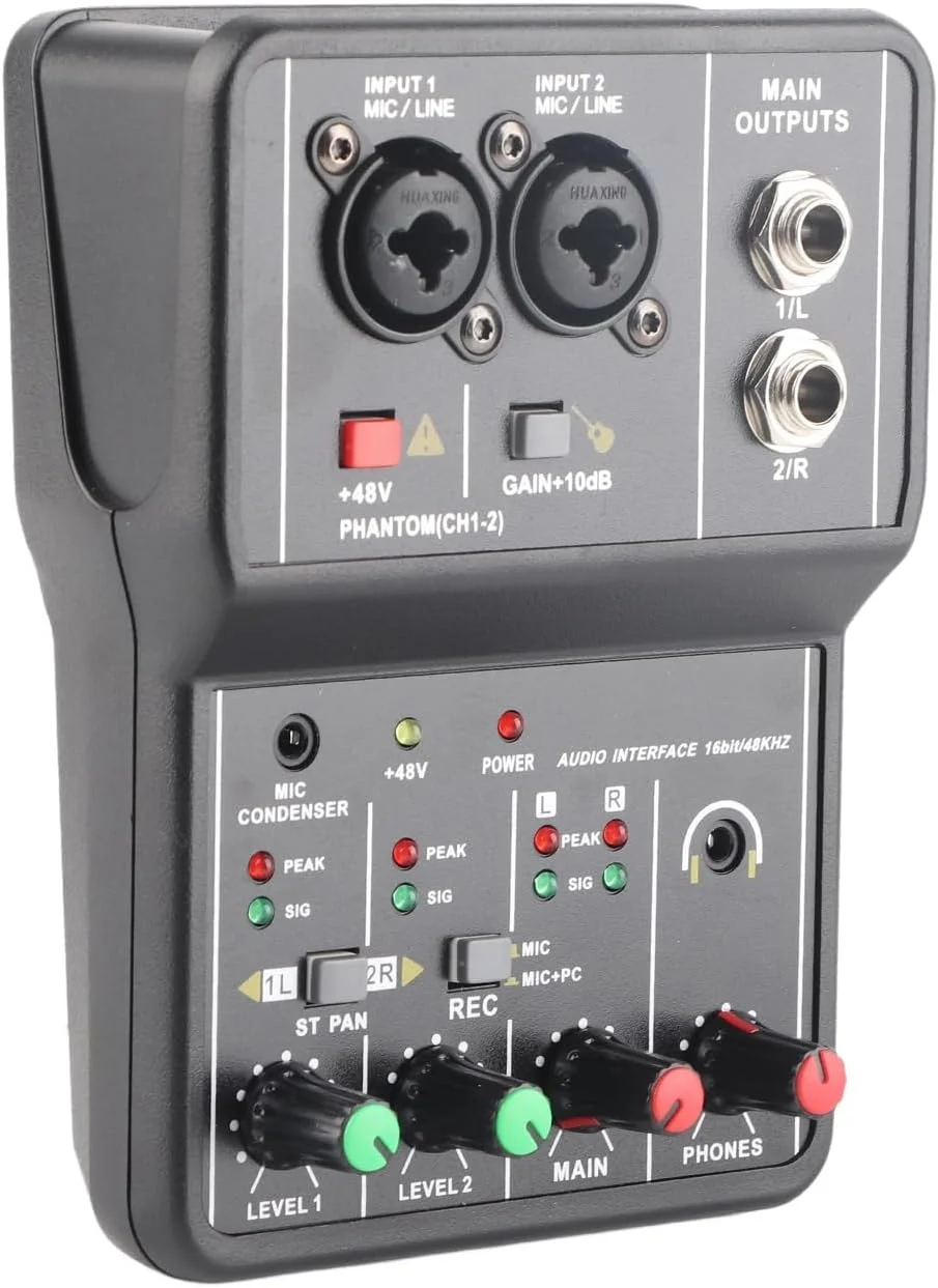 میکسر صدای کوچک JEOZBM، سیستم کنسول برد صدا میکسر استریو 2 کاناله، میکسر دی جی با USB 48 ولت برای ضبط، کارائوکه و استریم میکسر صدای کوچک JEOZBM، سیستم کنسول برد صدا میکسر استریو 2 کاناله، میکسر دی جی با USB 48 ولت برای ضبط، کارائوکه و استریم